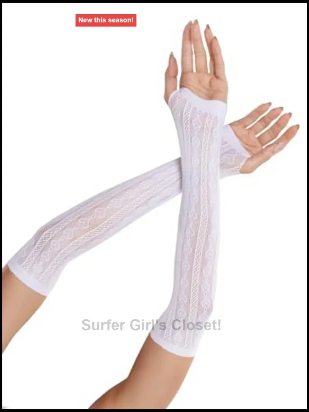 Striped Fishnet Keyhole Arm Warmers With Mini Bows